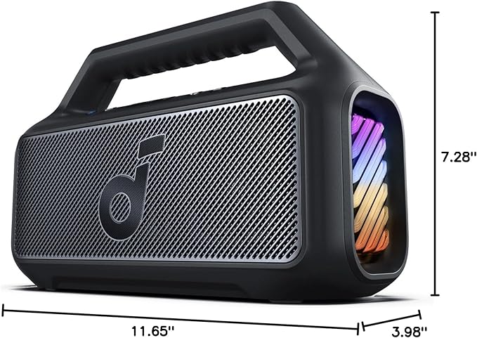 Soundcore Boom 2 By Anker, Outdoor Speaker, 80W, Subwoofer, BassUp 2.0, 24H Playtime, IPX7 Waterproof, Floatable, RGB Lights, USB - C, Custom EQ, Bluetooth 5.3, Portable for Camping and Beach - Black - Elite TronX