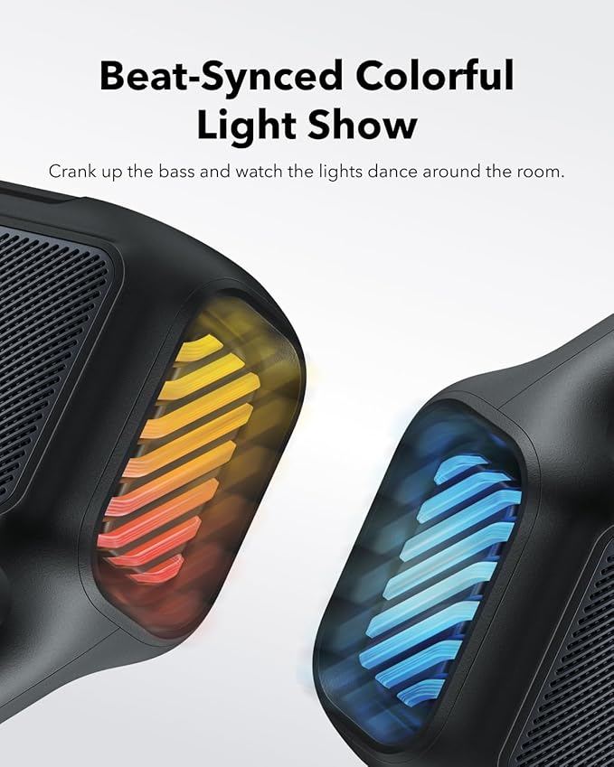 Soundcore Boom 2 By Anker, Outdoor Speaker, 80W, Subwoofer, BassUp 2.0, 24H Playtime, IPX7 Waterproof, Floatable, RGB Lights, USB - C, Custom EQ, Bluetooth 5.3, Portable for Camping and Beach - Black - Elite TronX