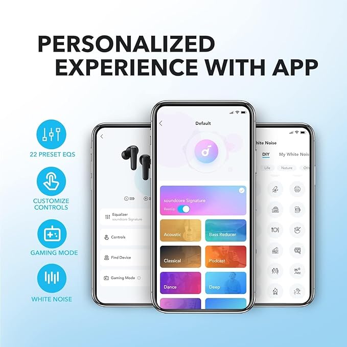 Soundcore by Anker P20i True Wireless Earbuds, 10mm Drivers with Big Bass, Bluetooth 5.3, 30H Long Playtime, Water - Resistant, 2 Mics for AI Clear Calls, 22 Preset EQs, Customization via App - Elite TronX