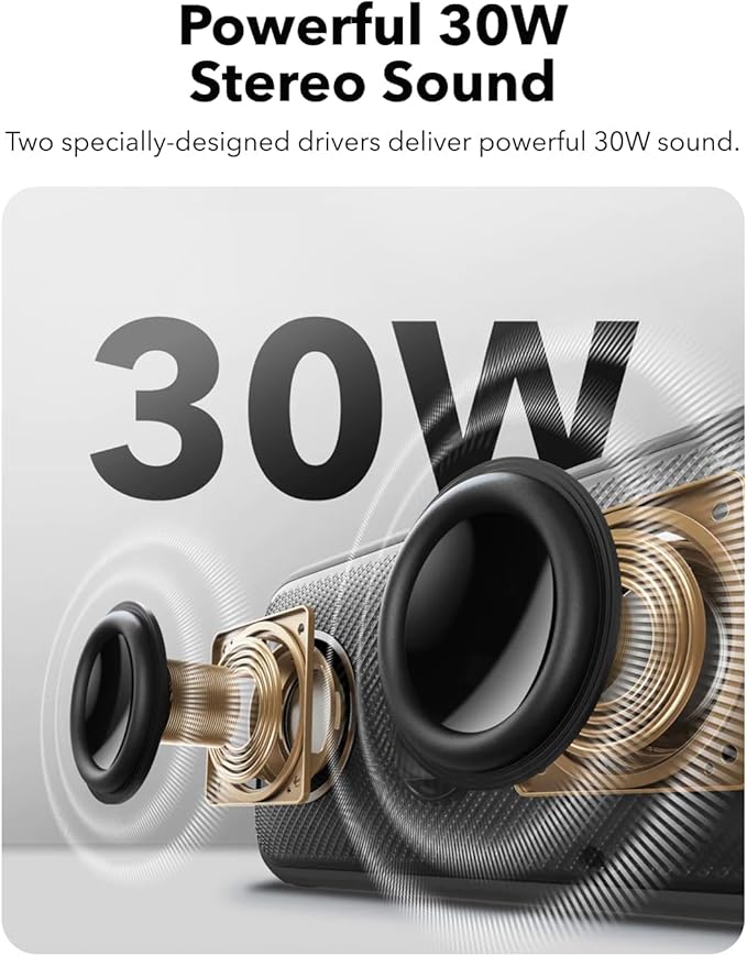 Soundcore Motion 300 by Anker, Bluetooth Speaker, Wireless Hi - Res Portable Speaker, IPX7 Waterproof, BassUp, Bluetooth 5.3, 30W Stereo Sound, 13H Playtime for Home, Shower, Outdoor, and Travel - Elite TronX