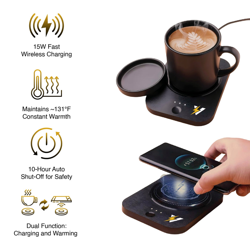 The Modern Workspace Productivity Bundle: Pursonic 3 - in - 1 LED Desk Lamp + Sip & Charge Wireless & Mug Warmer - Elite TronX