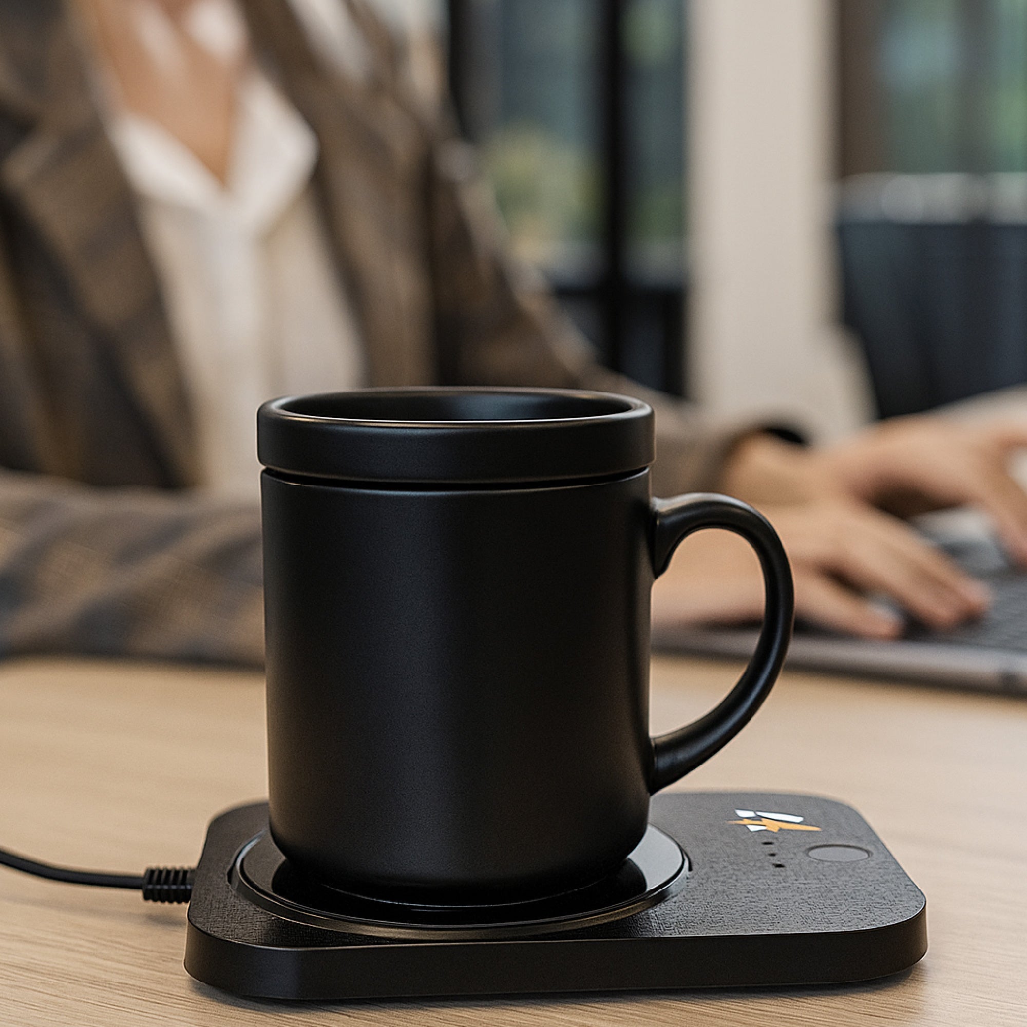 The Modern Workspace Productivity Bundle: Pursonic 3 - in - 1 LED Desk Lamp + Sip & Charge Wireless & Mug Warmer - Elite TronX