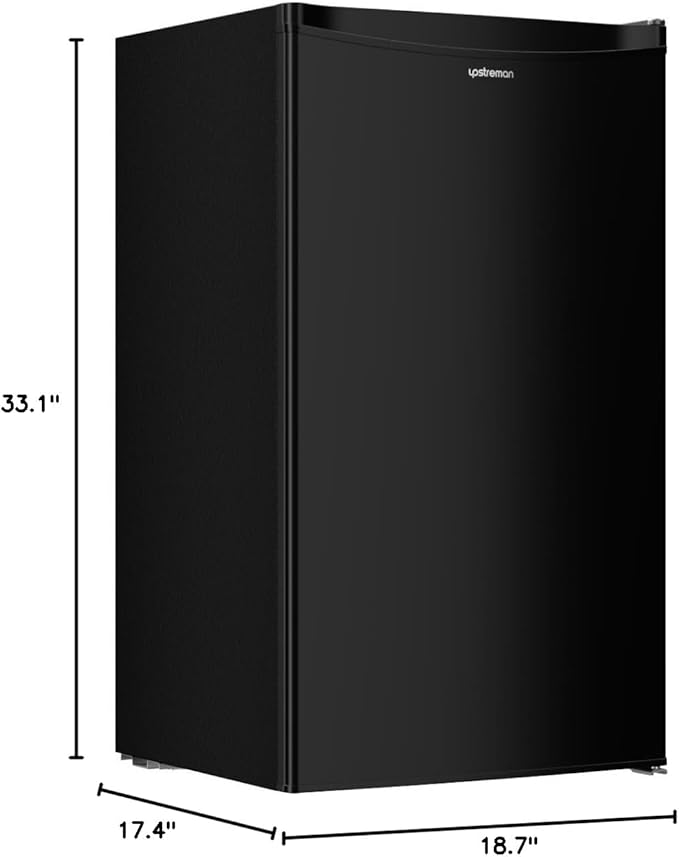 Upstreman 3.2 Cu.Ft Mini Fridge with Freezer, Single Door Mini Fridge, Dorm Fridge, Adjustable Thermostat, Mini Refrigerator for Bedroom, Office, Dorm, Black - BR321 - Elite TronX