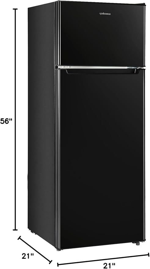 Upstreman 7.7 Cu.Ft. Refrigerator with Freezer, Double Door Fridge, Adjustable Thermostat, Large Capacity, Reversible Door Swing, Refrigerator for Apartment, Office, Dorm, Black（BD75） - Elite TronX